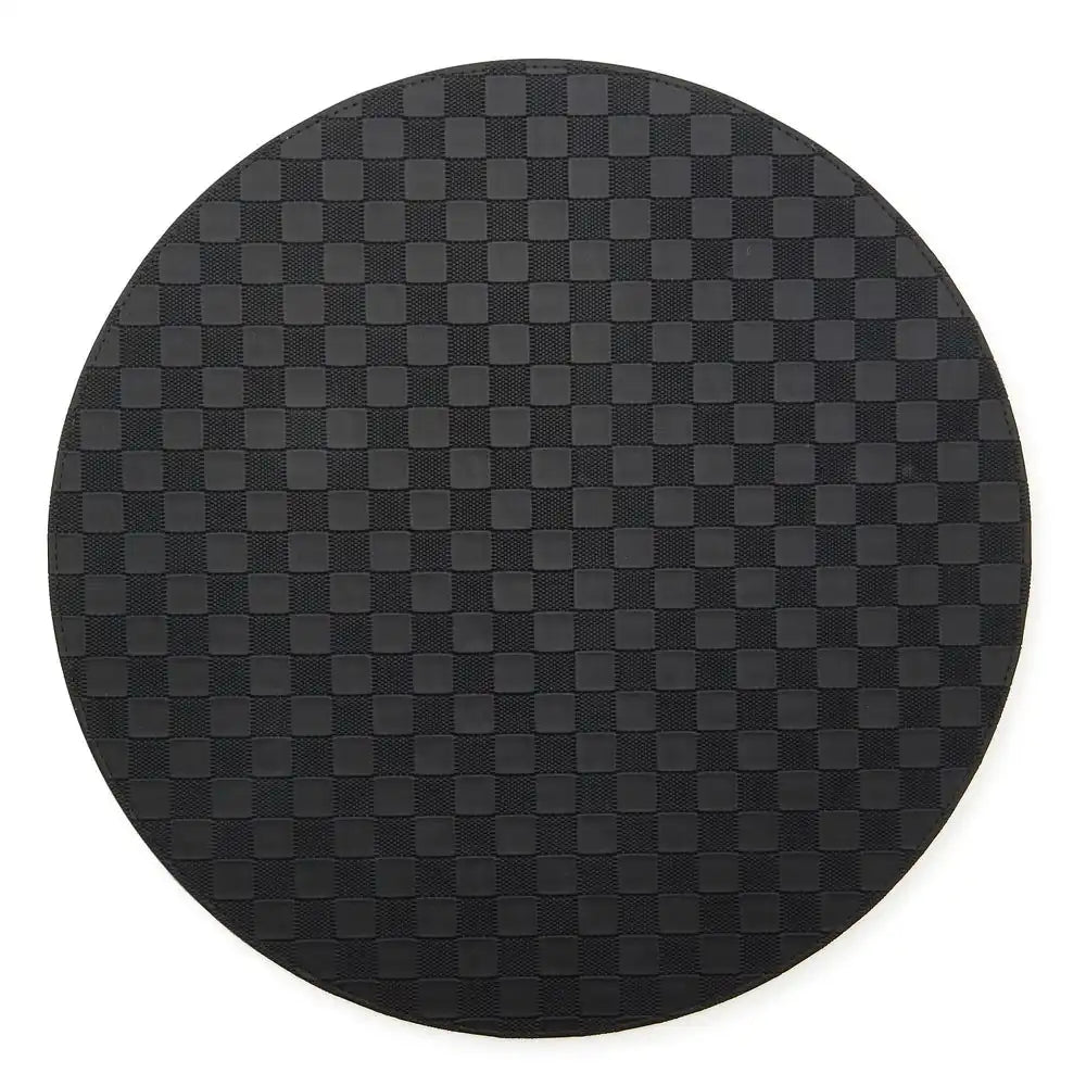 Black Check Faux Leather Placemat