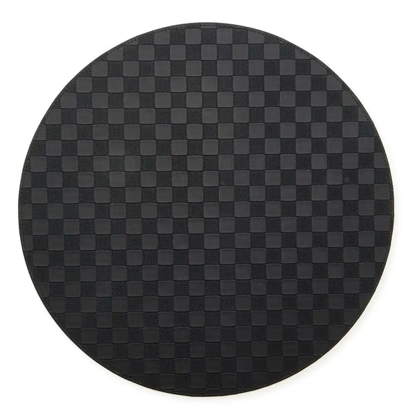 Black Check Faux Leather Placemat
