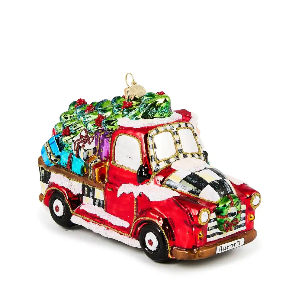 Santa's Hitting the Road Glass Ornament