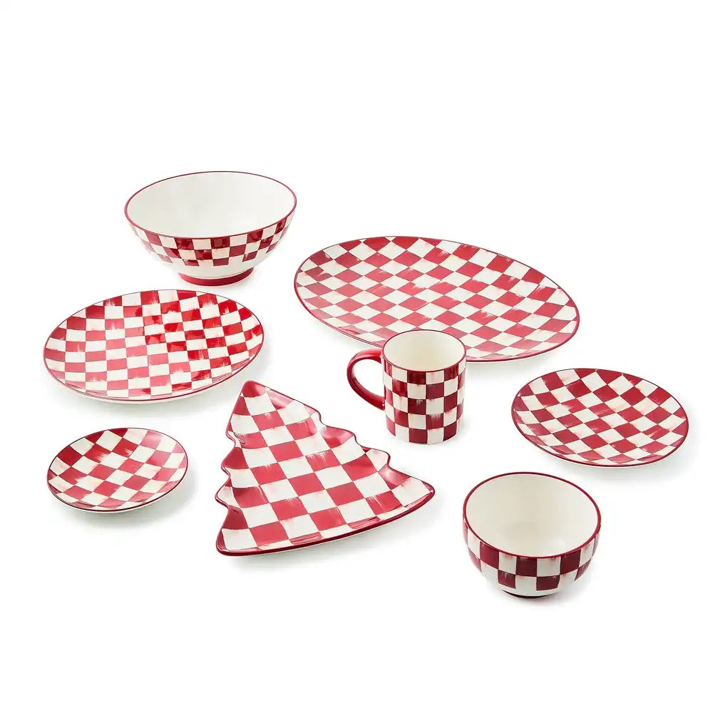 Cherry Check Serving Bowl