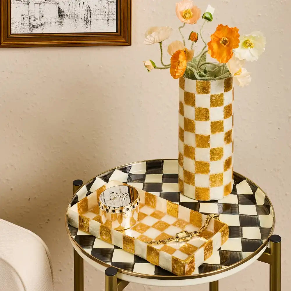 Sky Check Capiz Small Vase