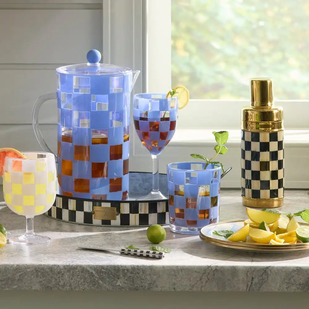 Black Check Acrylic Tumblers, Set of 4
