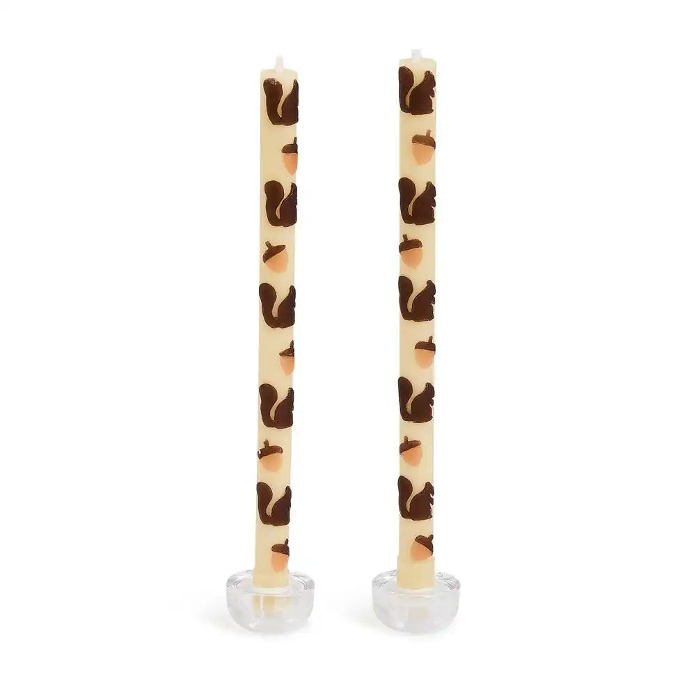 Squirrels & Acorns Dinner Candles, Set of 2 Main image