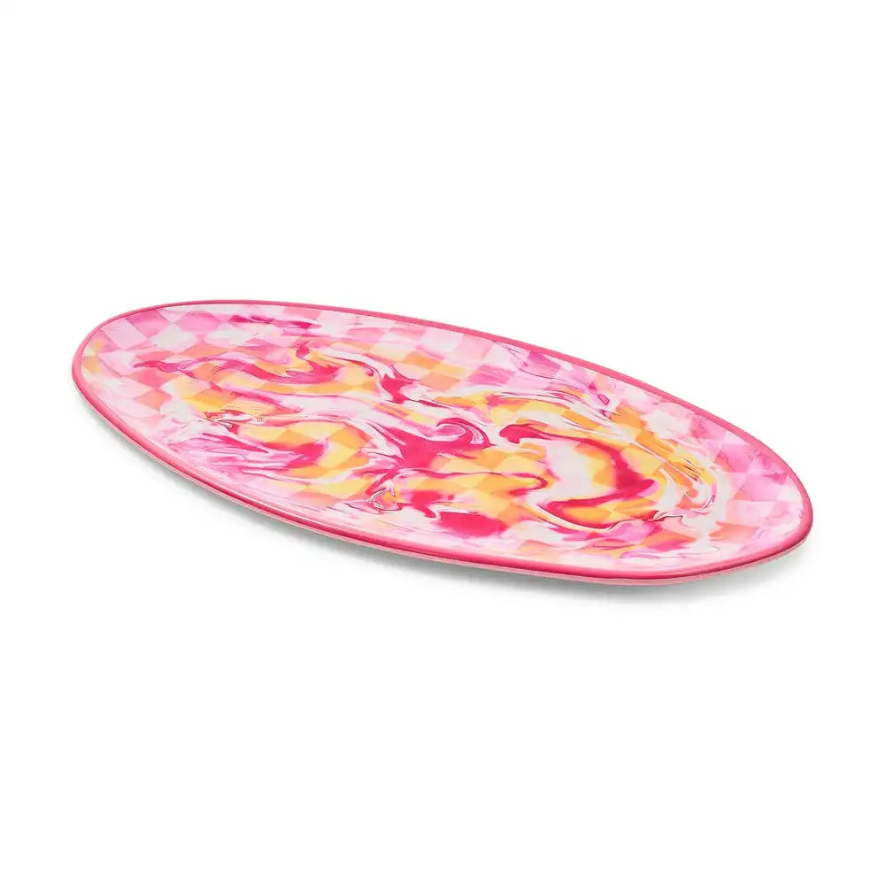 Pink Marble Check Melamine Serving Bowl