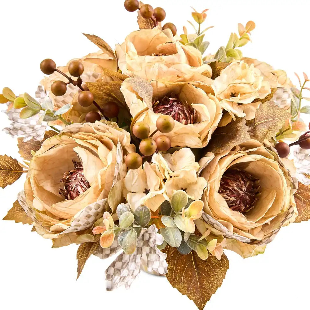 Mocha Check Fall Floral Arrangement