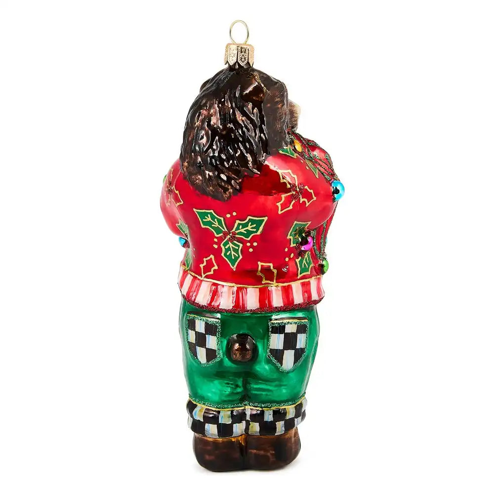 Deck The Halls Bear Glass Ornament