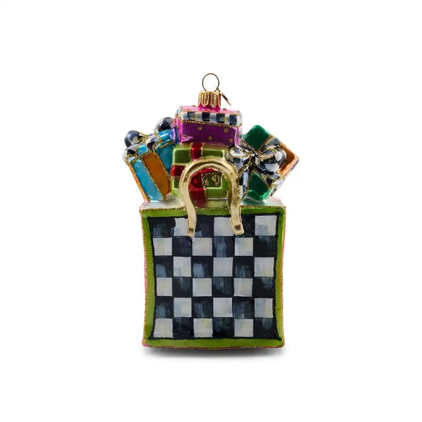 Confetti Shopping Bag Glass Ornament
