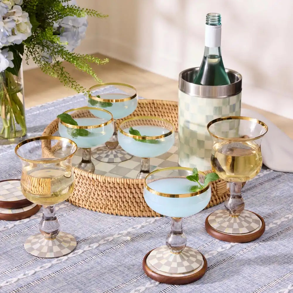 Sterling Check Highball Glass, Set of 2