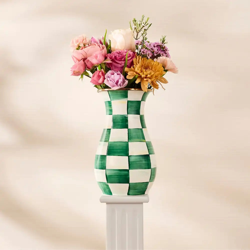 Mocha Check Tall Vase