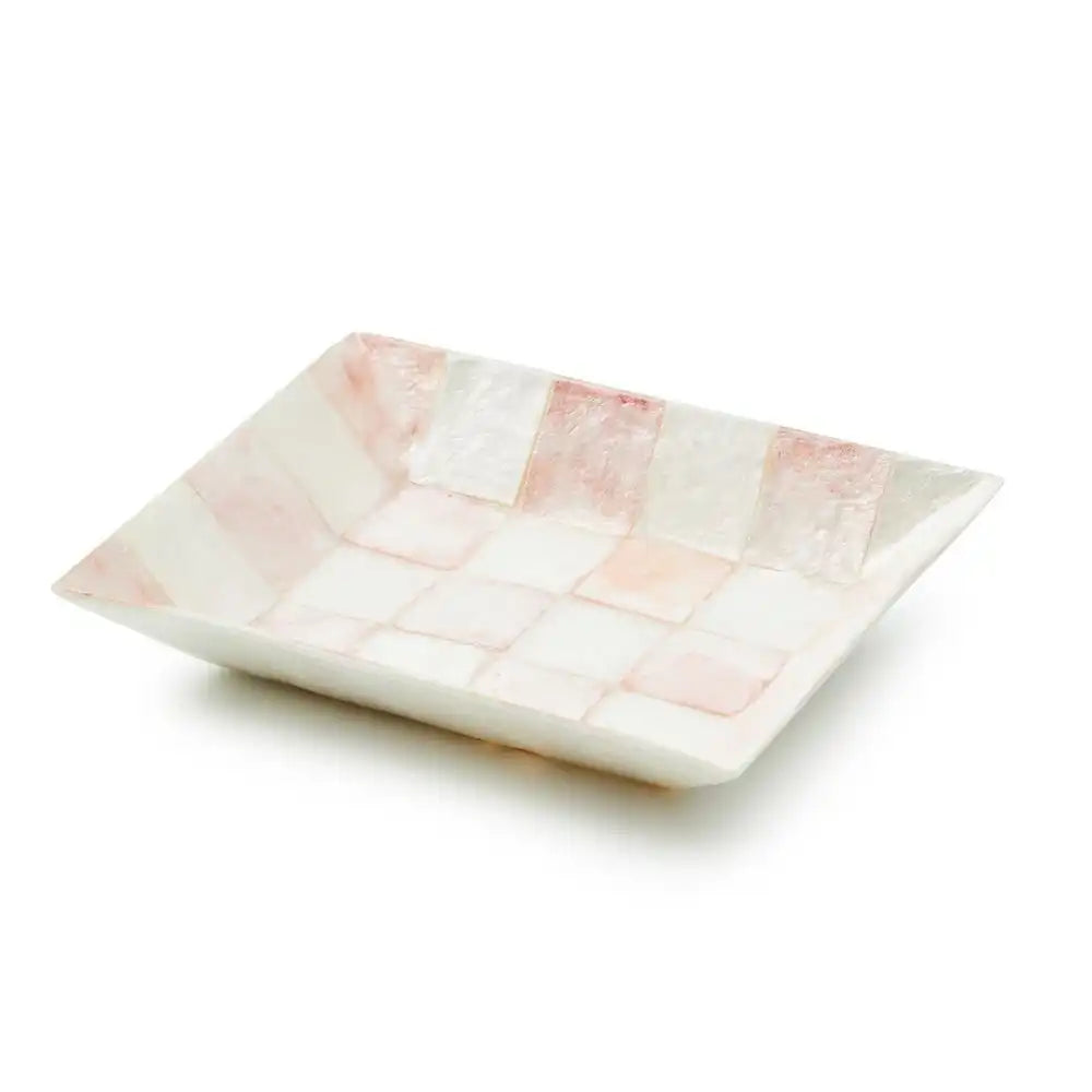 Rosy Check Capiz Vanity Tray