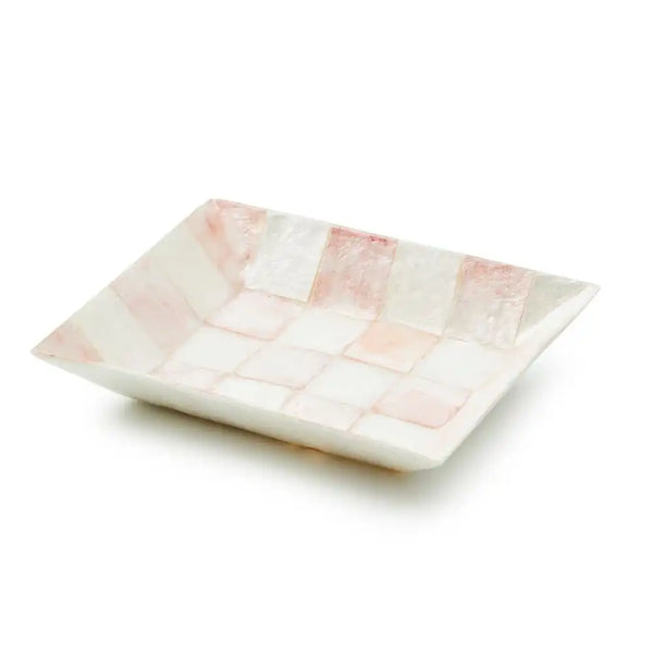 Rosy Check Capiz Vanity Tray