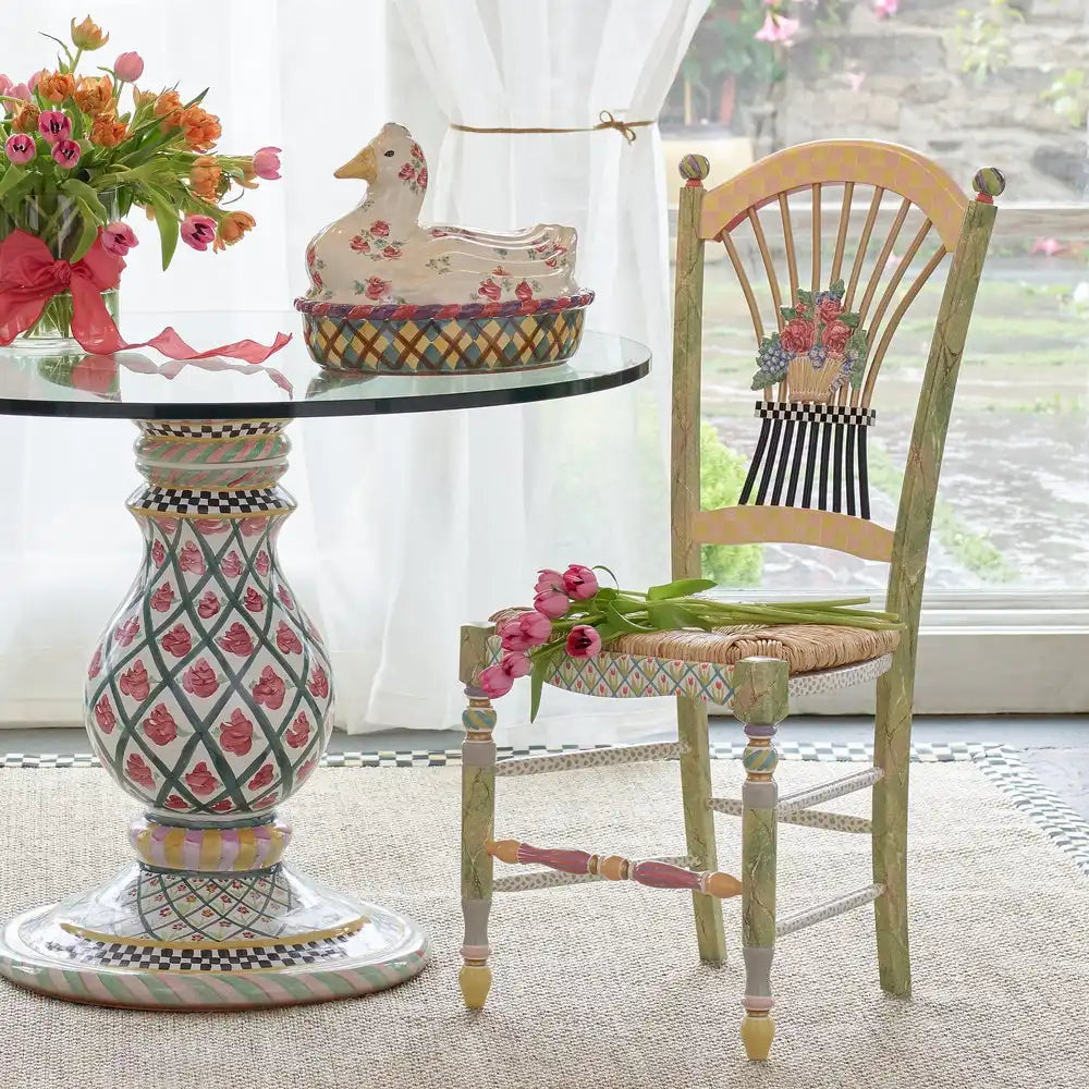 Sterling Check Flower Basket Side Chair