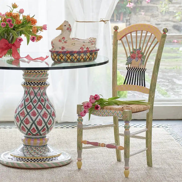 Sterling Check Flower Basket Side Chair