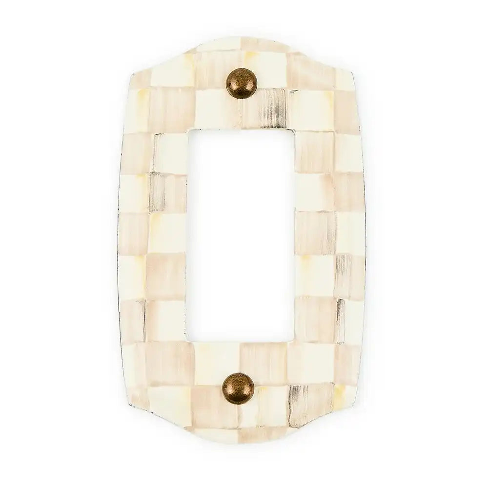 Mocha Check Double Outlet Cover