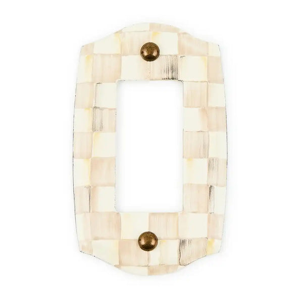 Mocha Check Double Outlet Cover