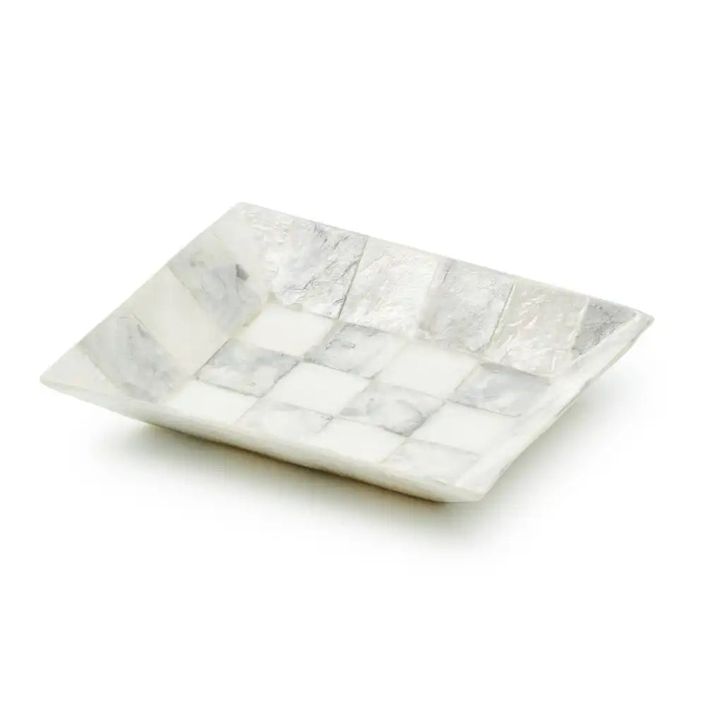 Sterling Check Capiz Vanity Tray