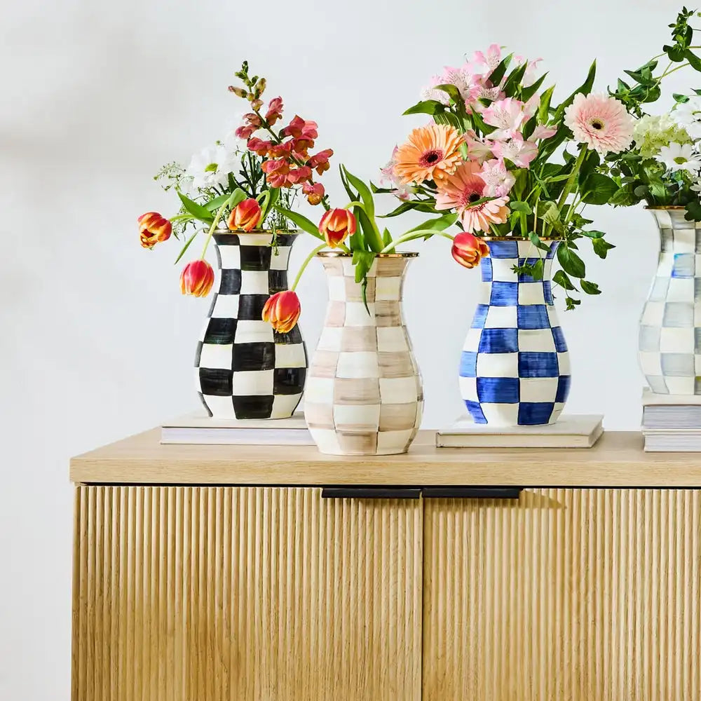 Mocha Check Tall Vase