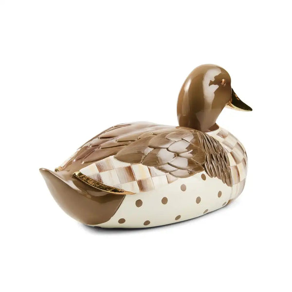 Mocha Check Mallard Duck Figurine