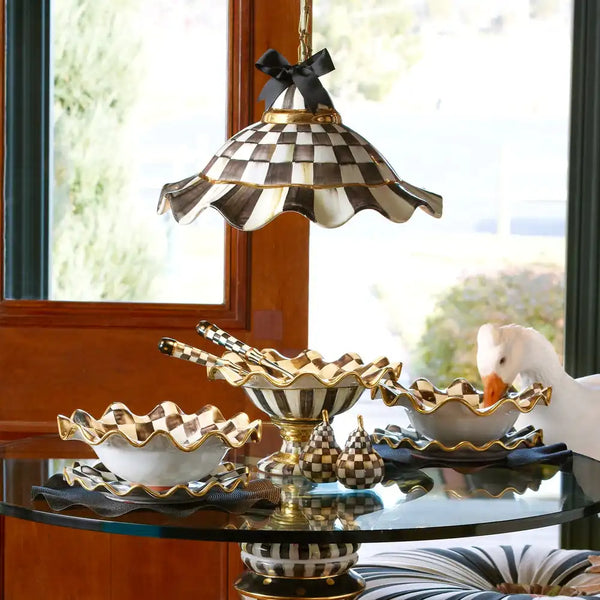 Courtly Check Ceramic Fluted Hanging Lamp