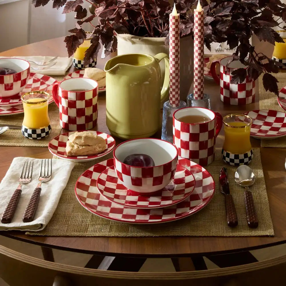Cherry Check Salad Plates, Set of 4