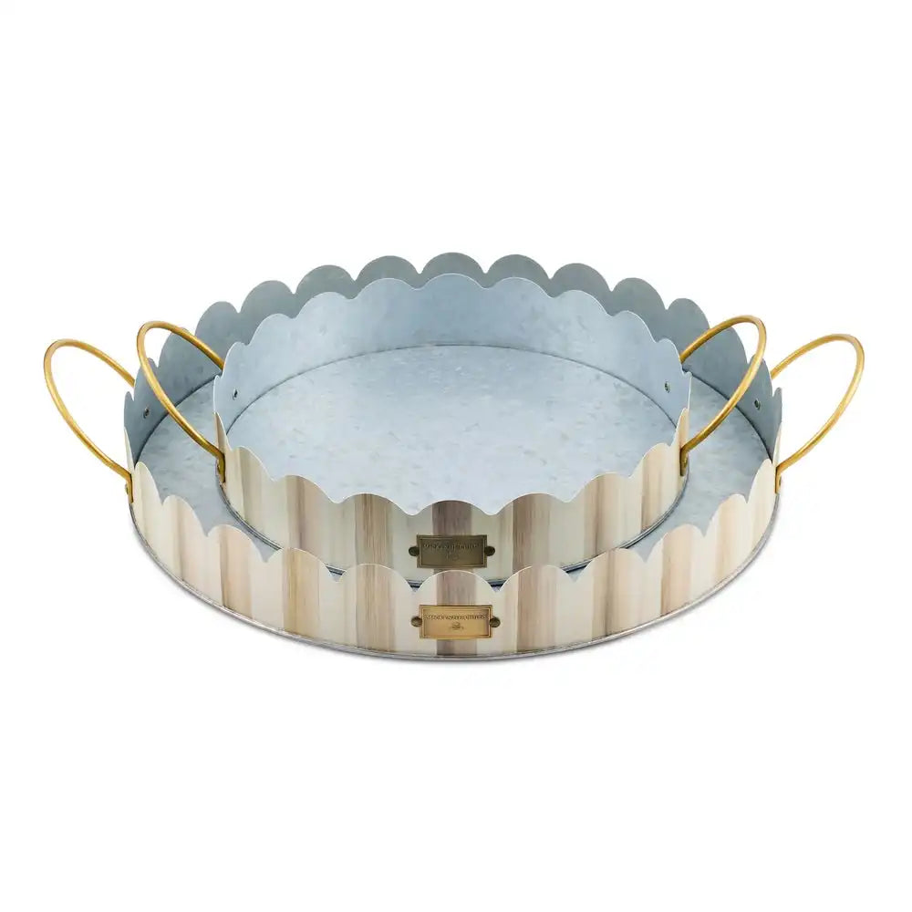 Mocha Stripe Serving Trays, Set of 2