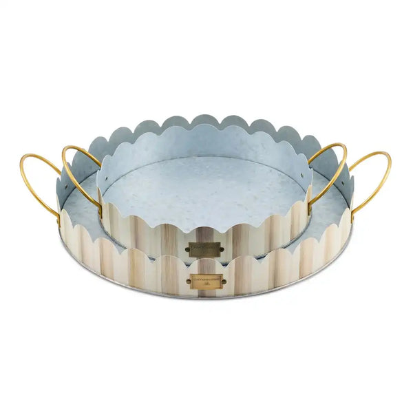 Mocha Stripe Serving Trays, Set of 2