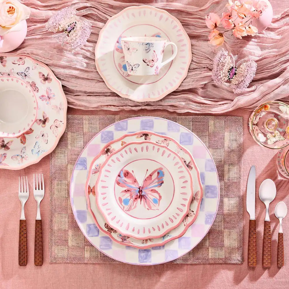 Pink Check Round Platter