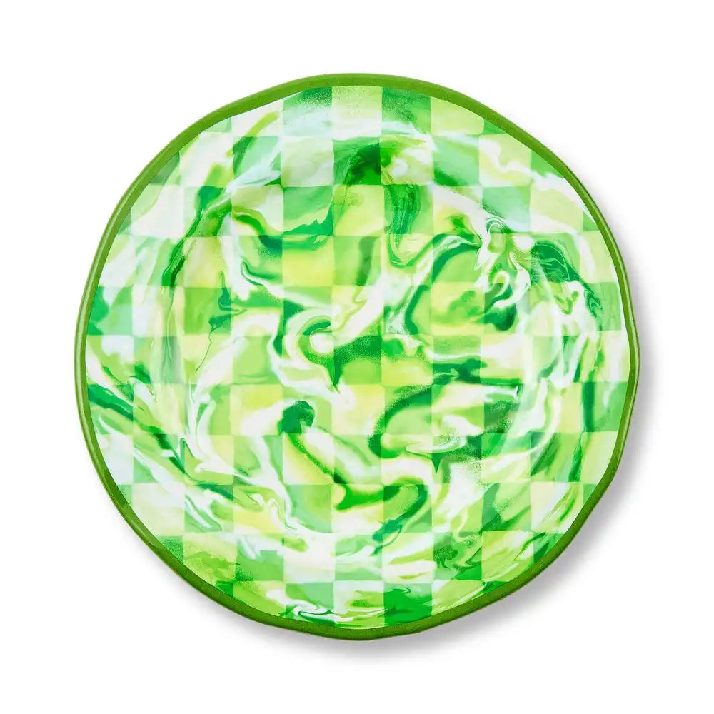 Green Marble Check Melamine Small Bowls, Set of 4