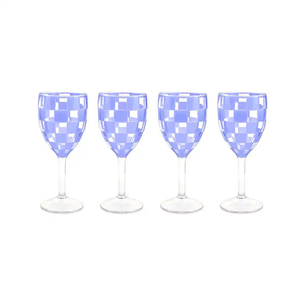 Black Check Acrylic Tumblers, Set of 4