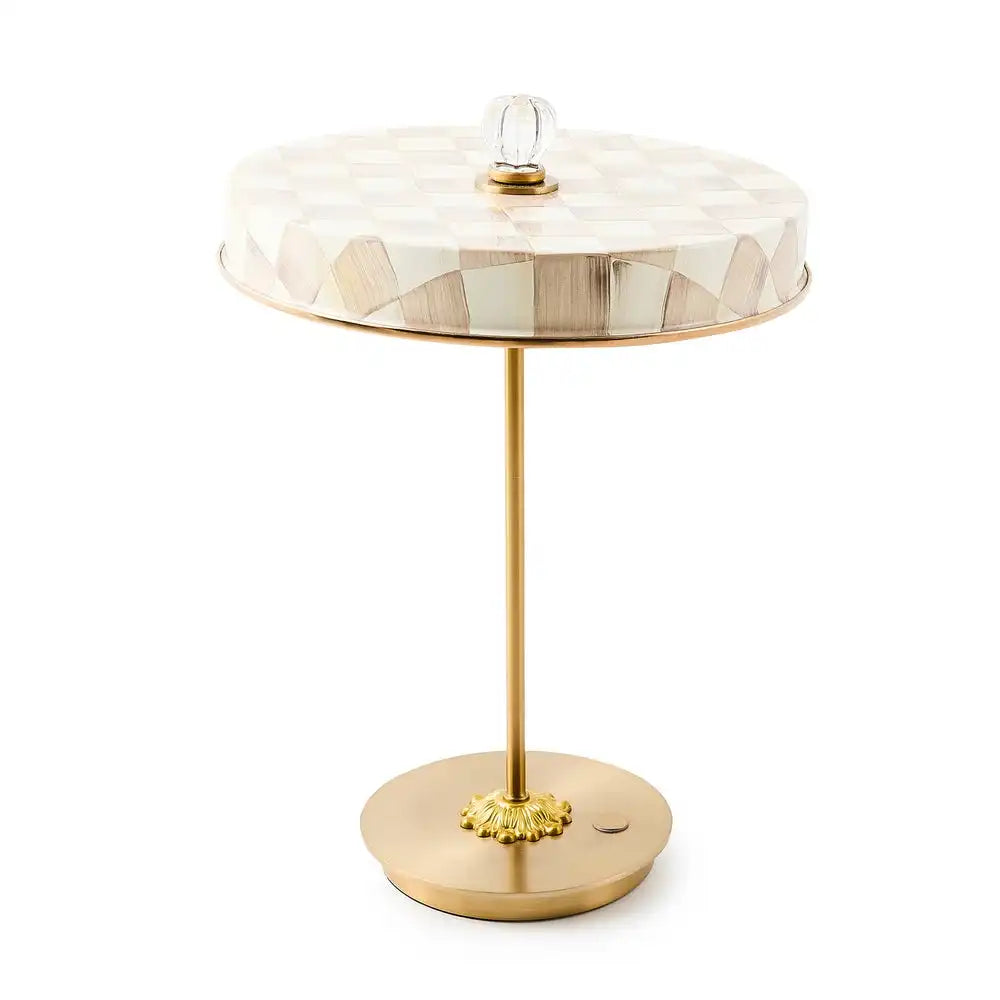 Courtly Check LED Rechargeable Disk Table Lamp