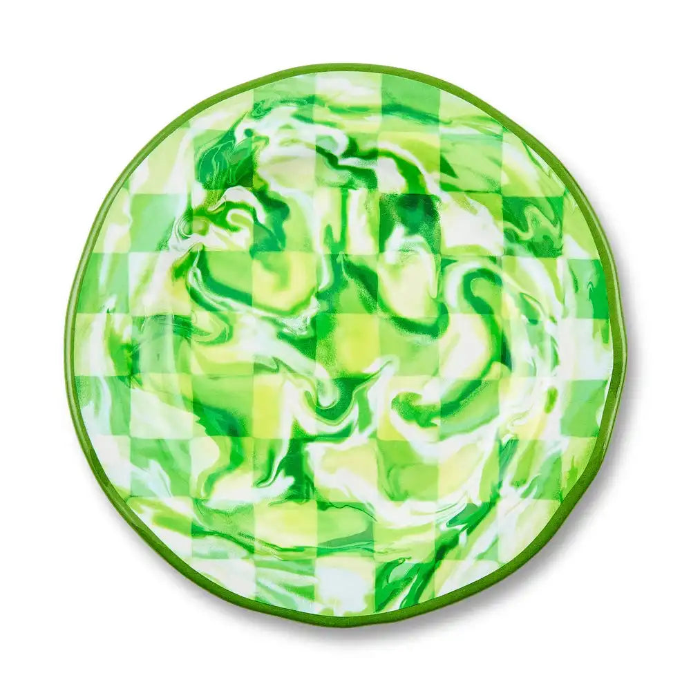 Green Marble Check Melamine Small Bowls, Set of 4