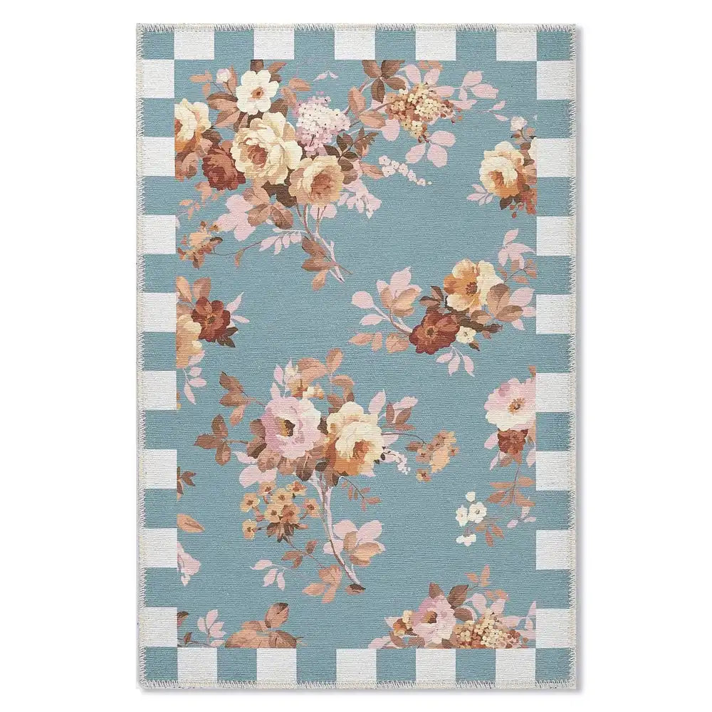 Slate Wild Rose 2' x 3' Washable Rug Main image
