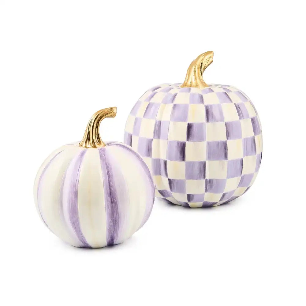 Classic Rosy Stripe Small & Check Medium Pumpkin Set