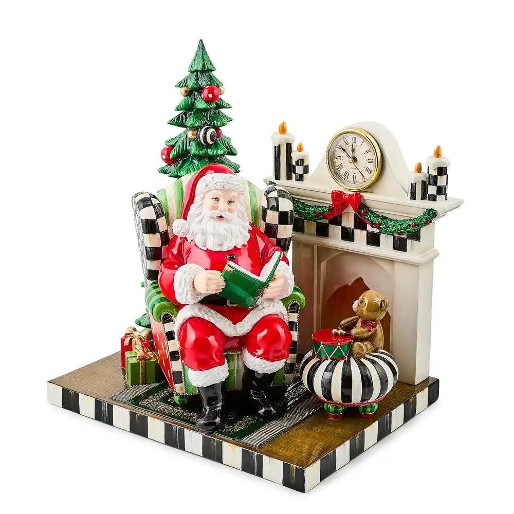 Check It Out Santa by Fireplace Illuminated Figurine