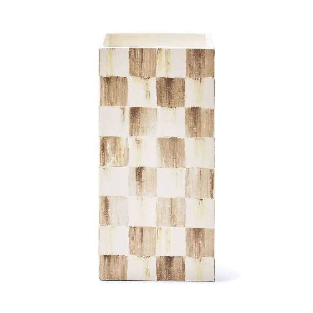 Sage Check Pillar Vase