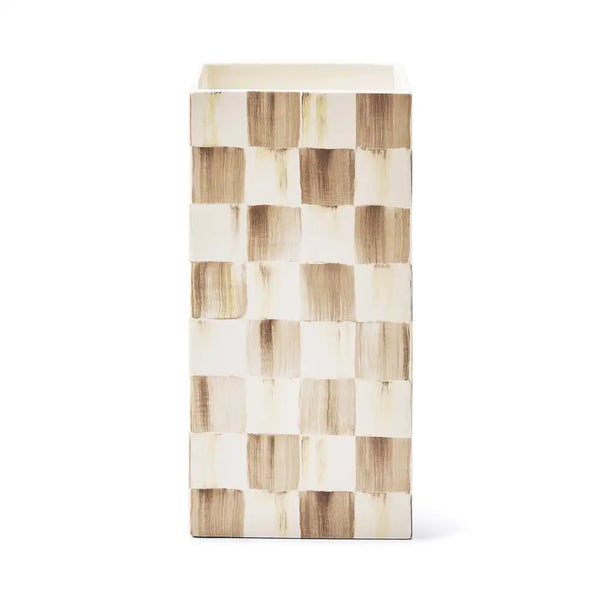 Sage Check Pillar Vase
