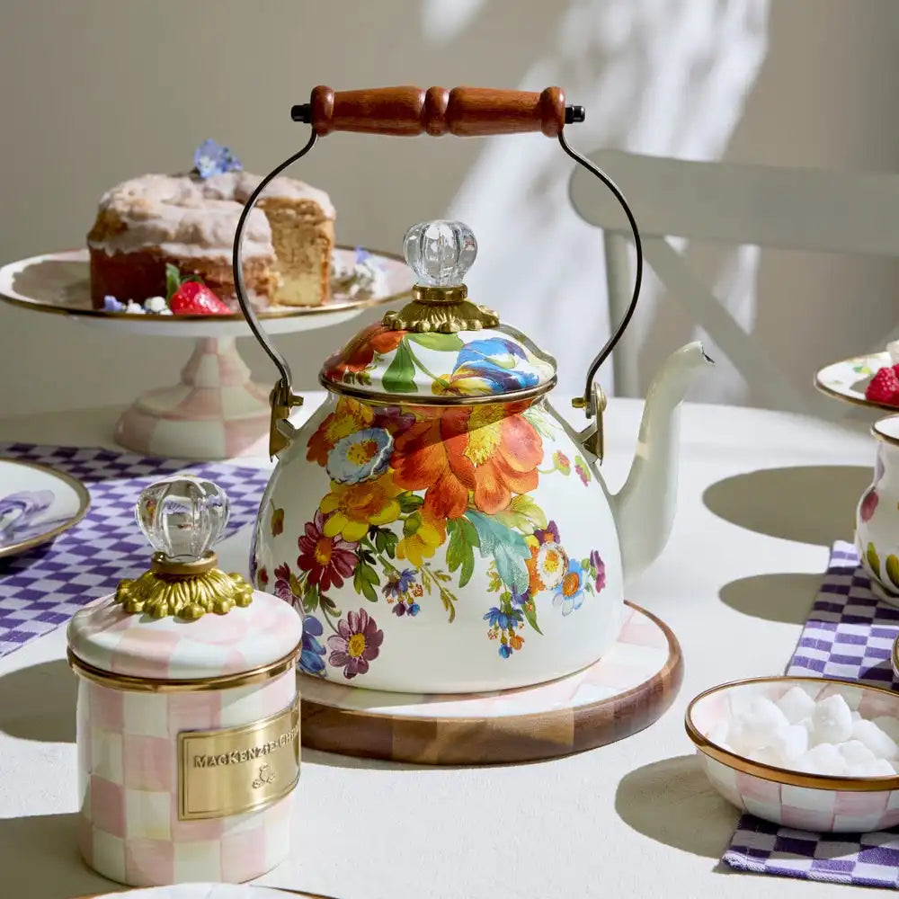 Rosy English Garden 2 Quart Tea Kettle