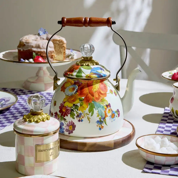 Rosy English Garden 2 Quart Tea Kettle