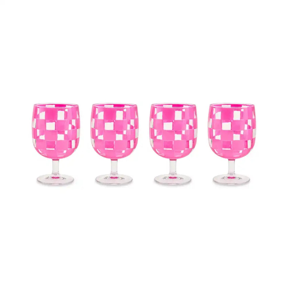 Black Check Acrylic Tumblers, Set of 4