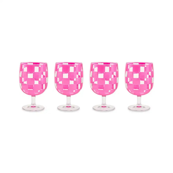 Black Check Acrylic Tumblers, Set of 4