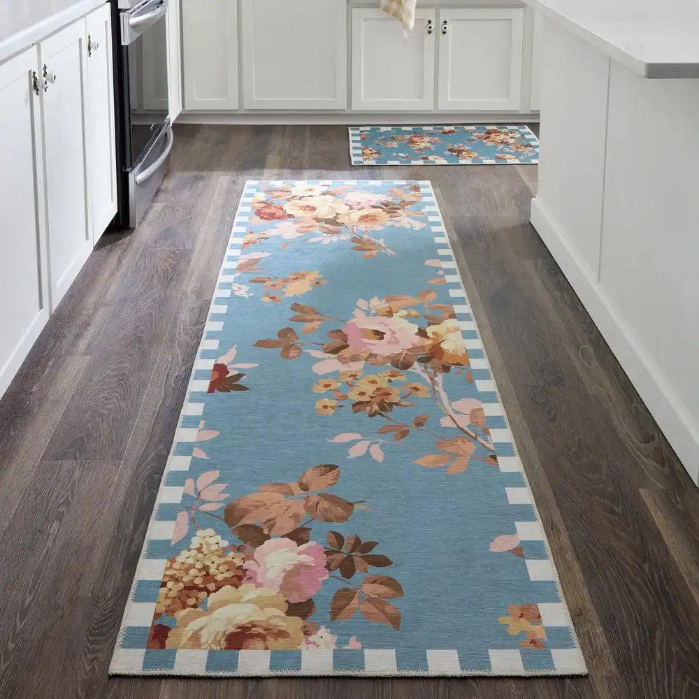 Slate Wild Rose 2' x 3' Washable Rug