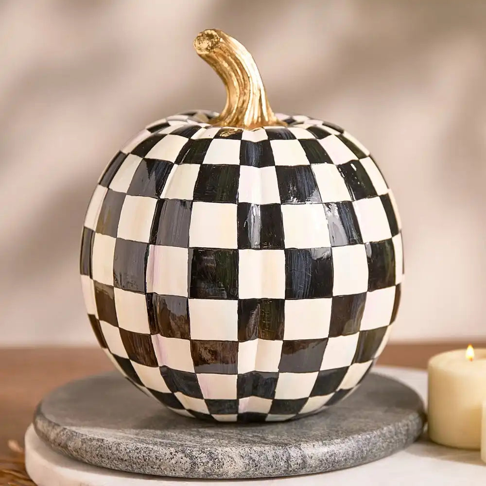 Mocha Check Mini Pumpkin