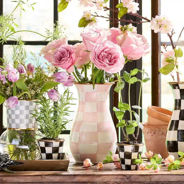 Mocha Check Tall Vase