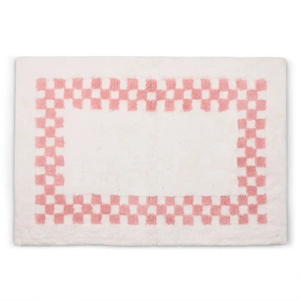 Black Check Hotel Bath Rug