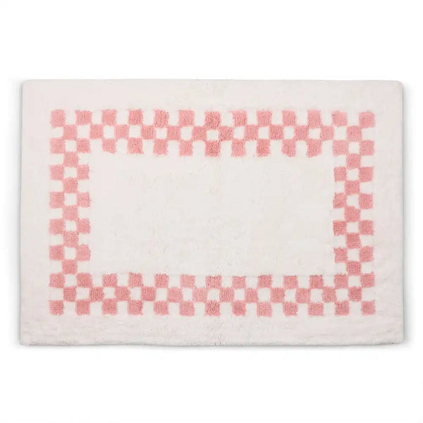 Black Check Hotel Bath Rug