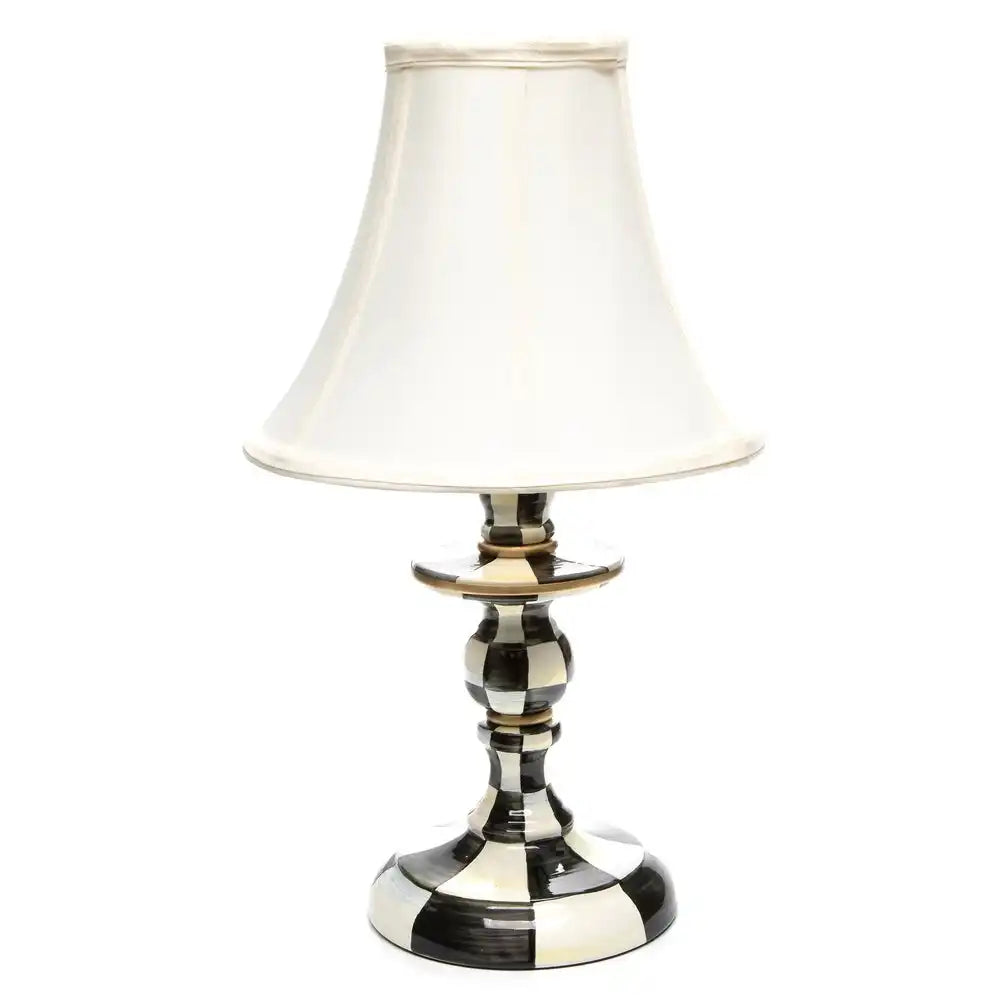 Emerald Check Candlestick Lamp