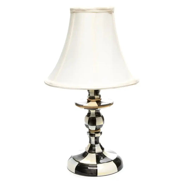 Emerald Check Candlestick Lamp