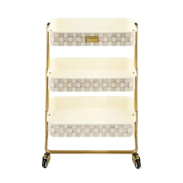 Mocha Check 3-Tier Kitchen Cart
