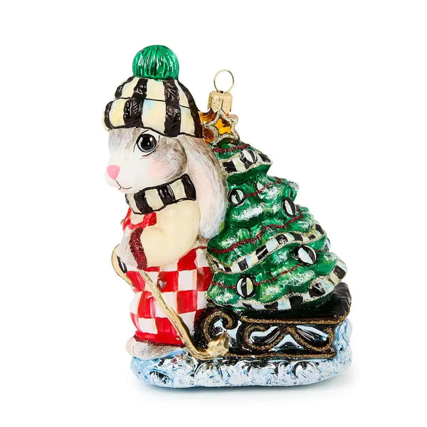Check It Out Christmas Hare Glass Ornament