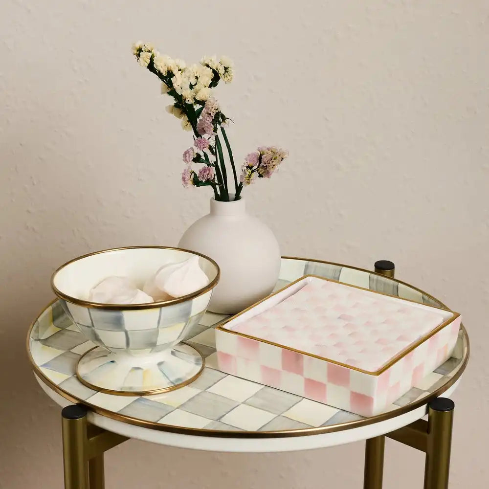 Mocha Check Cocktail Napkin Holder